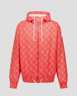 Blouson coupe-vent léger à capuche Mono rouge feu Storm monogram