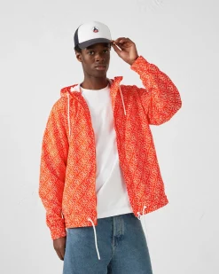 Blouson coupe-vent léger à capuche Mono rouge feu Storm monogram