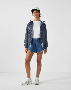 Blouson coupe-vent léger à capuche Mono marine Alize monogram