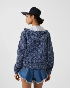 Blouson coupe-vent léger à capuche Mono marine Alize monogram