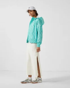 Blouson coupe-vent léger à capuche Mono lagon Alize monogram