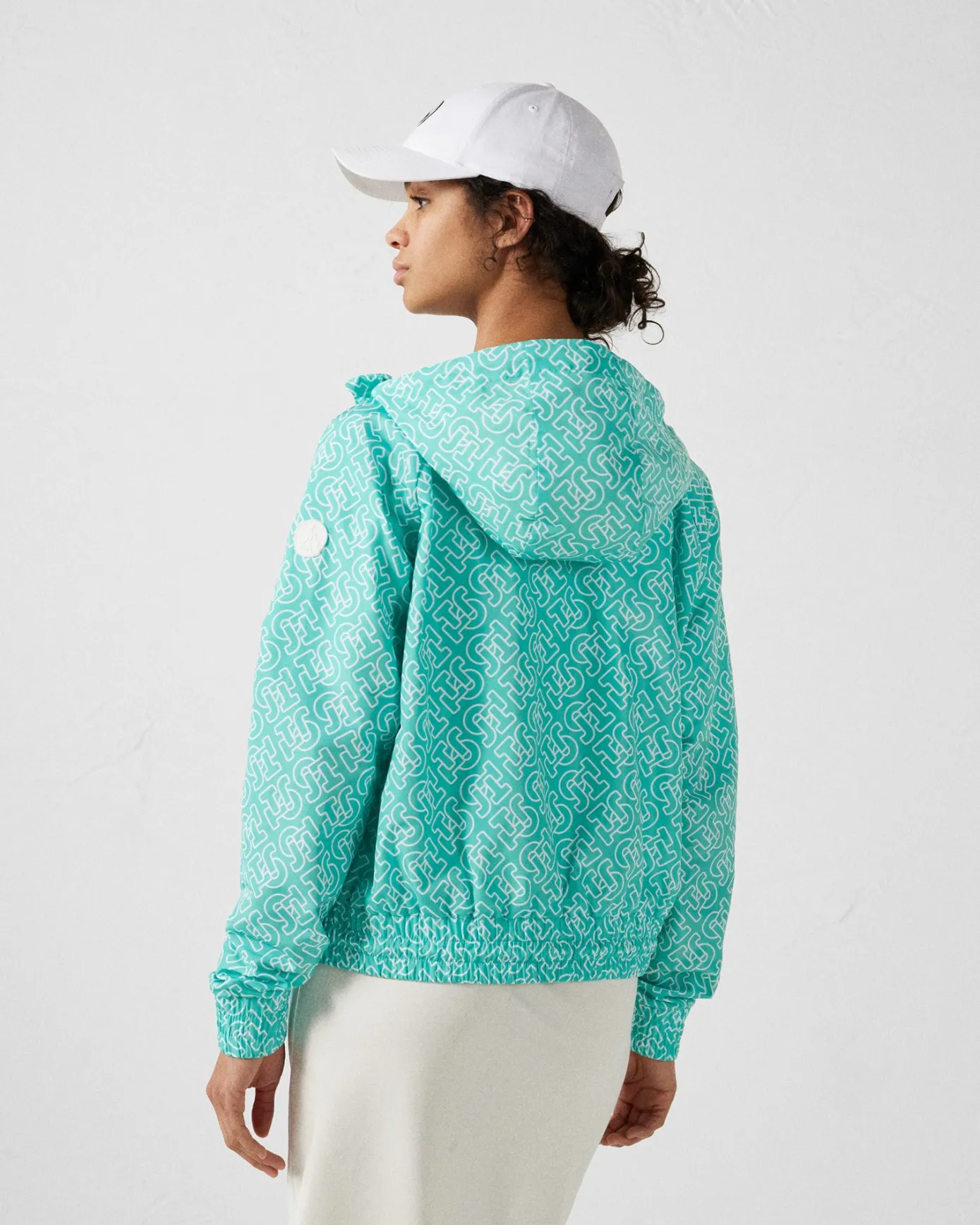 Blouson coupe-vent léger à capuche Mono lagon Alize monogram