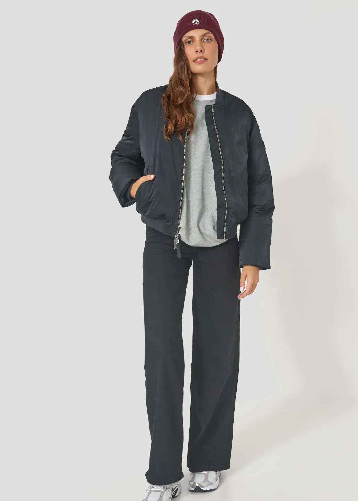 Bomber satin Noir Inael