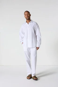 Chemise mixte en lin Blanc Calypso