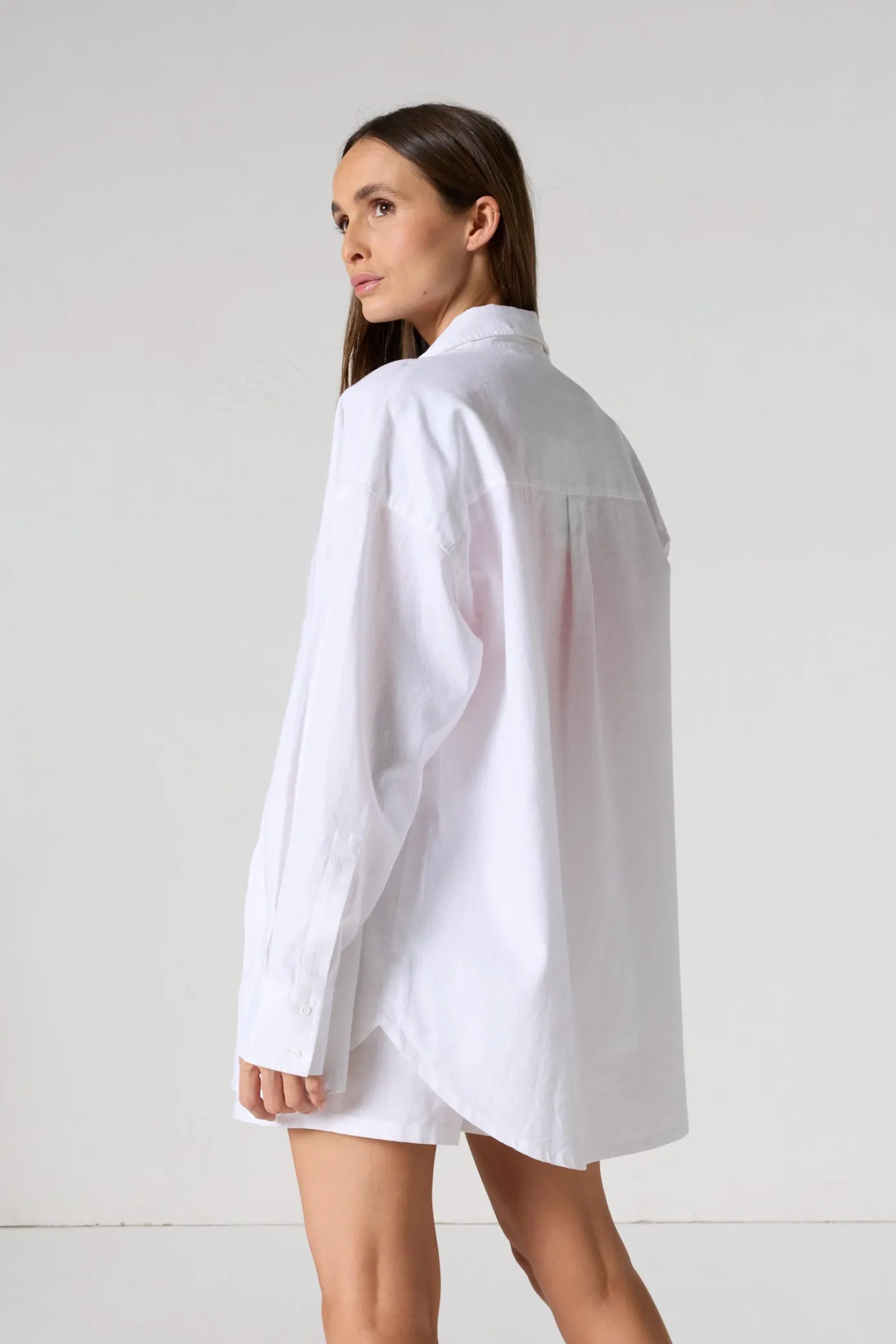Chemise mixte en lin Blanc Calypso