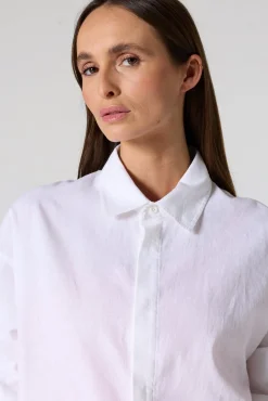 Chemise mixte en lin Blanc Calypso