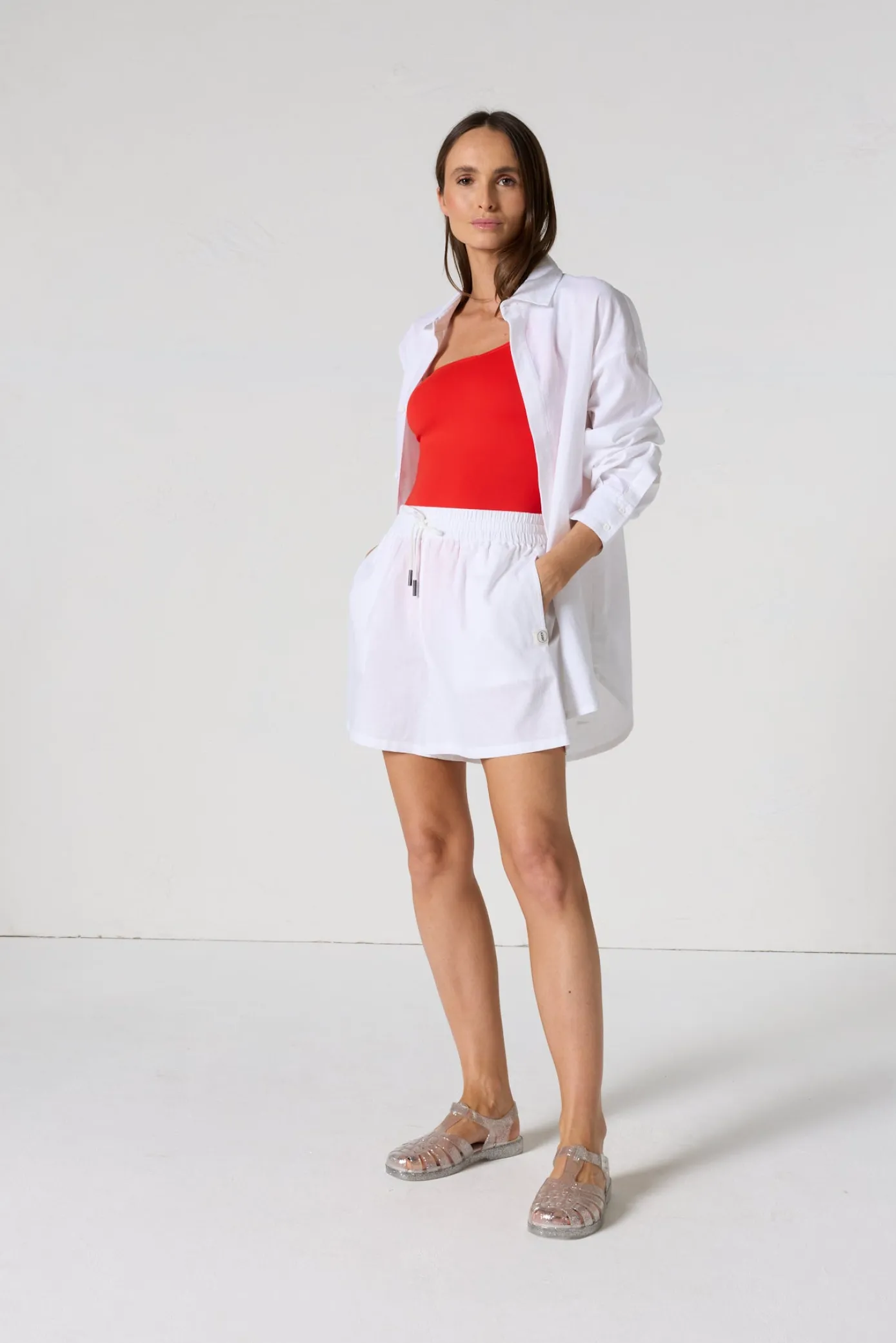 Chemise mixte en lin Blanc Calypso