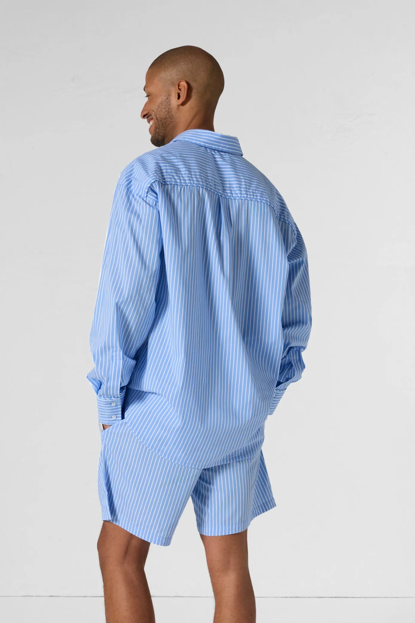 Chemise mixte en popeline Bleu céleste rayé Duffy stripe