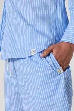 Chemise mixte en popeline Bleu céleste rayé Duffy stripe