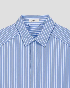 Chemise mixte en popeline Bleu céleste rayé Duffy stripe
