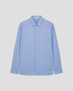 Chemise mixte en popeline Bleu céleste rayé Duffy stripe