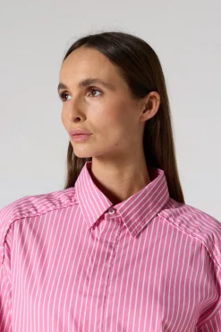 Chemise mixte en popeline Pink antique rayé Duffy stripe