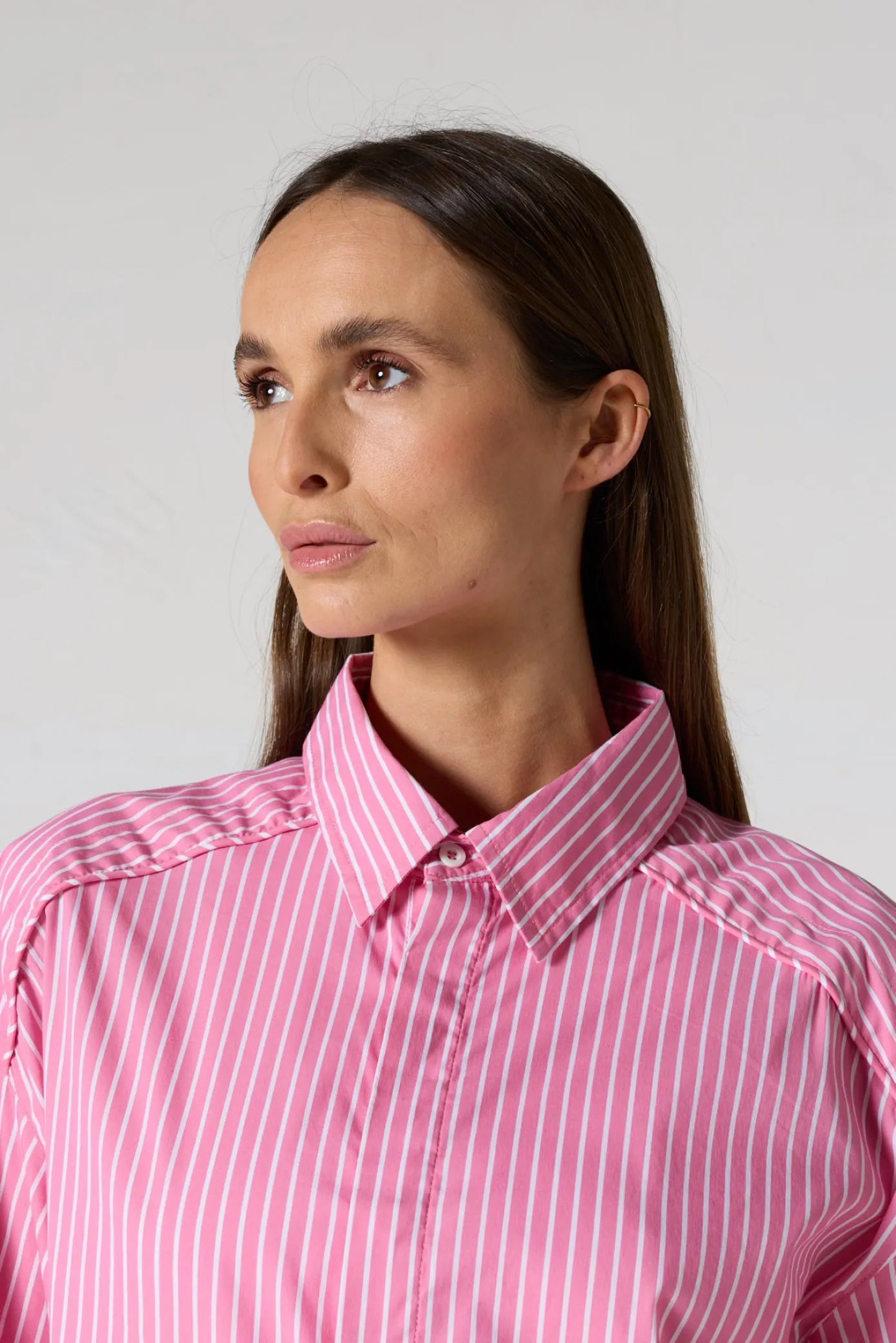 Chemise mixte en popeline Pink antique rayé Duffy stripe