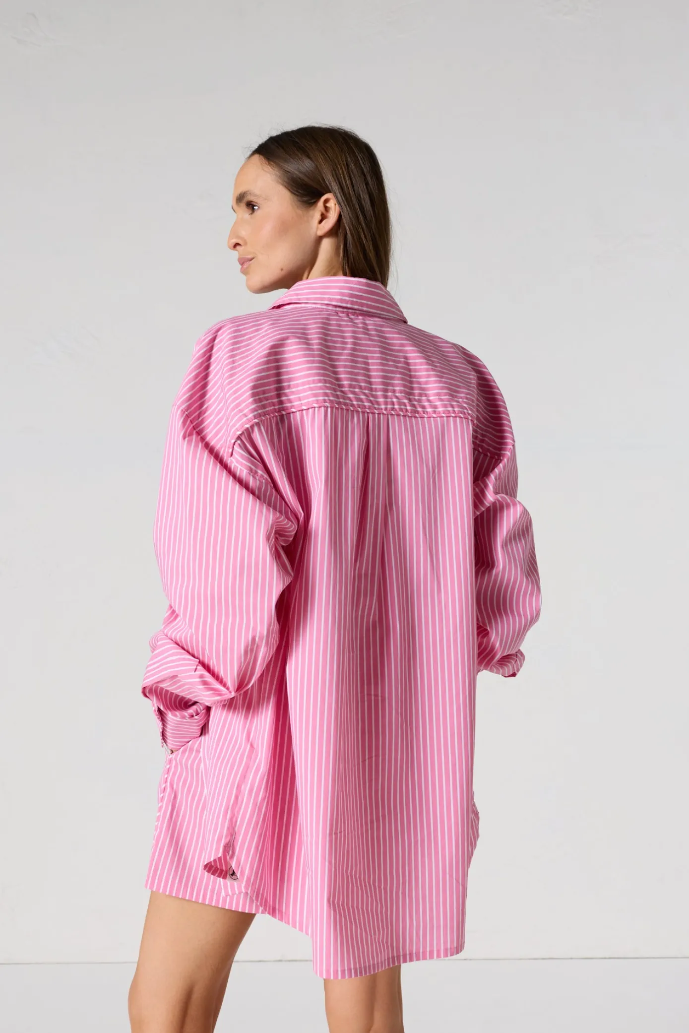 Chemise mixte en popeline Pink antique rayé Duffy stripe