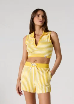 Crop-Top éponge Jaune abeille rayé Bay stripe