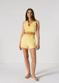 Crop-Top éponge Jaune abeille rayé Bay stripe