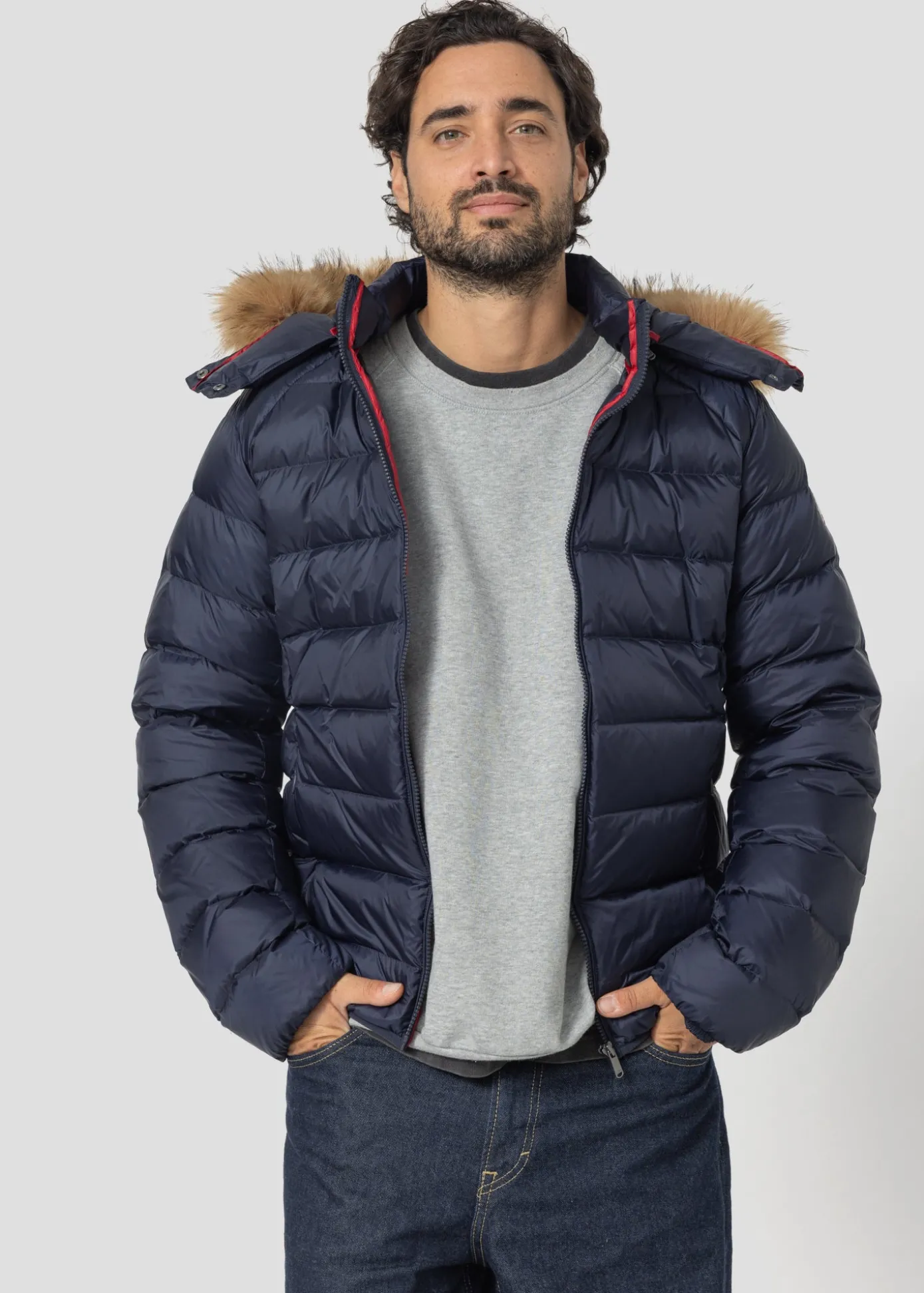 Doudoune à capuche Grand Froid Marine Prestige