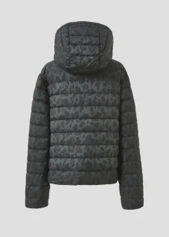 Doudoune courte à capuche Army foncé léopard Charline print