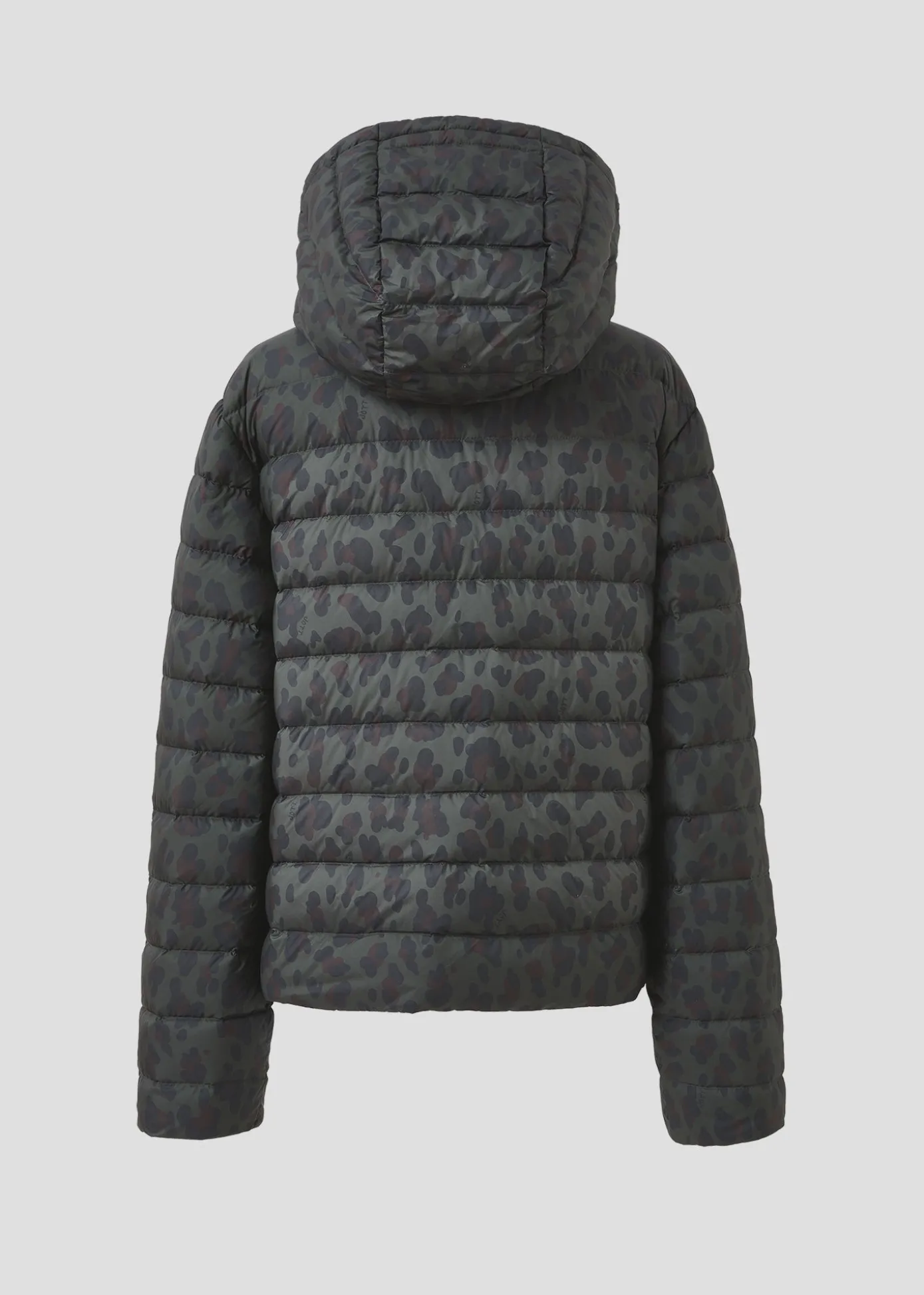 Doudoune courte à capuche Army foncé léopard Charline print