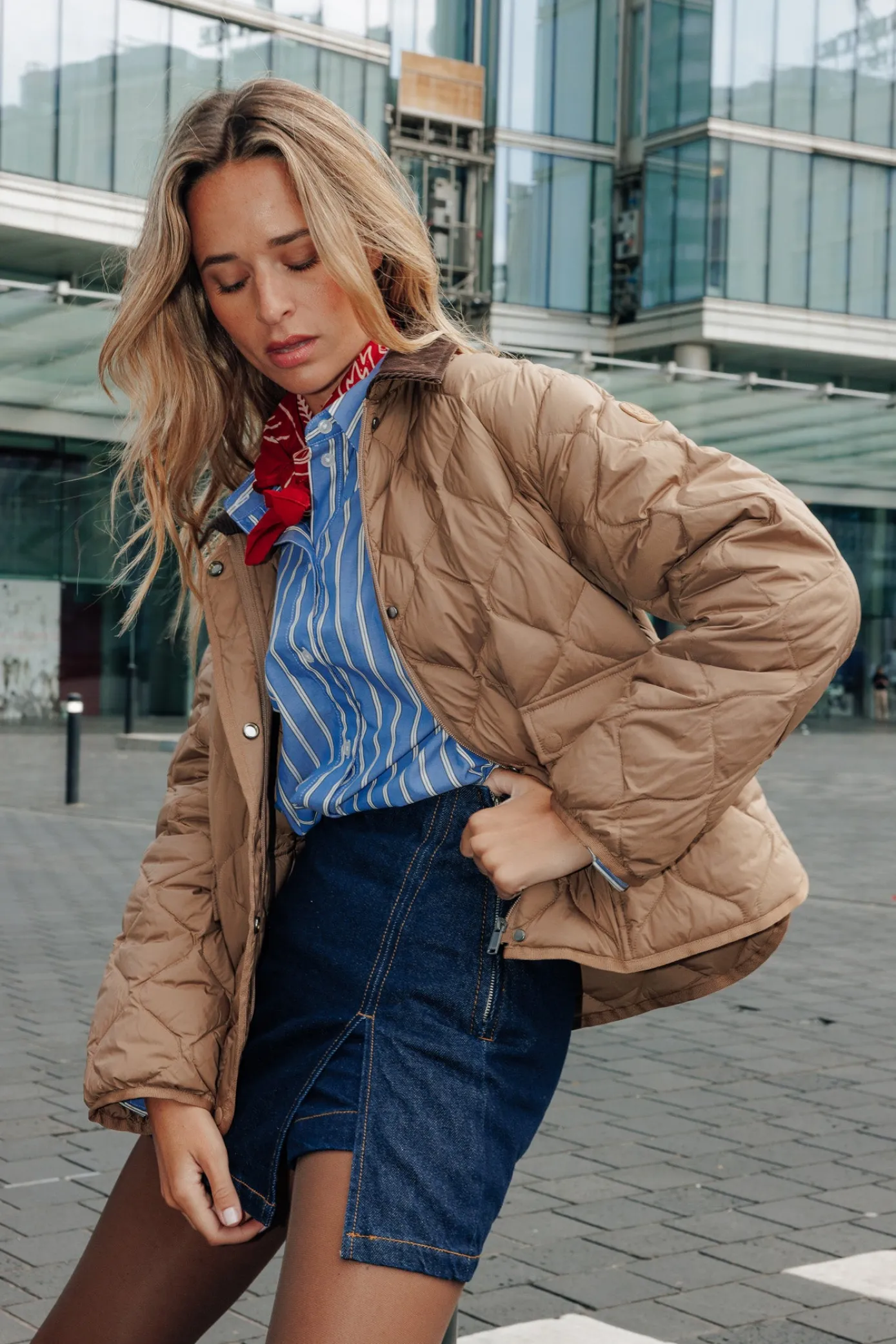 Doudoune courte oversize Beige fumé Edna