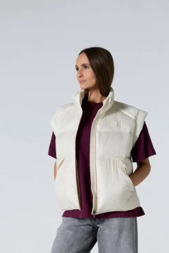 Doudoune courte oversize sans manches Naturel Lyna