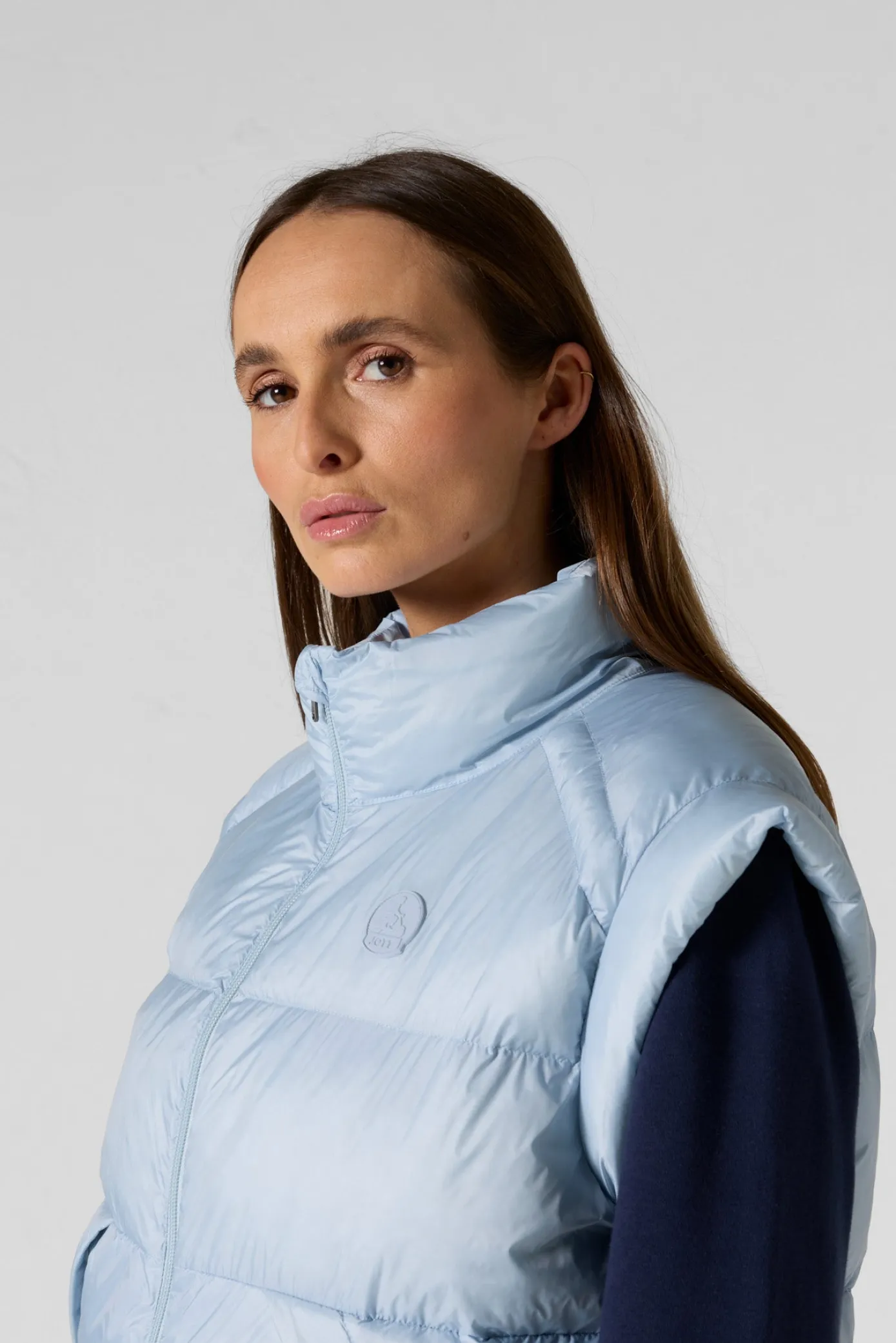 Doudoune courte oversize sans manches Cendre marine Lyna