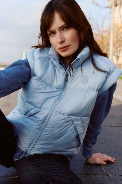 Doudoune courte oversize sans manches Cendre marine Lyna