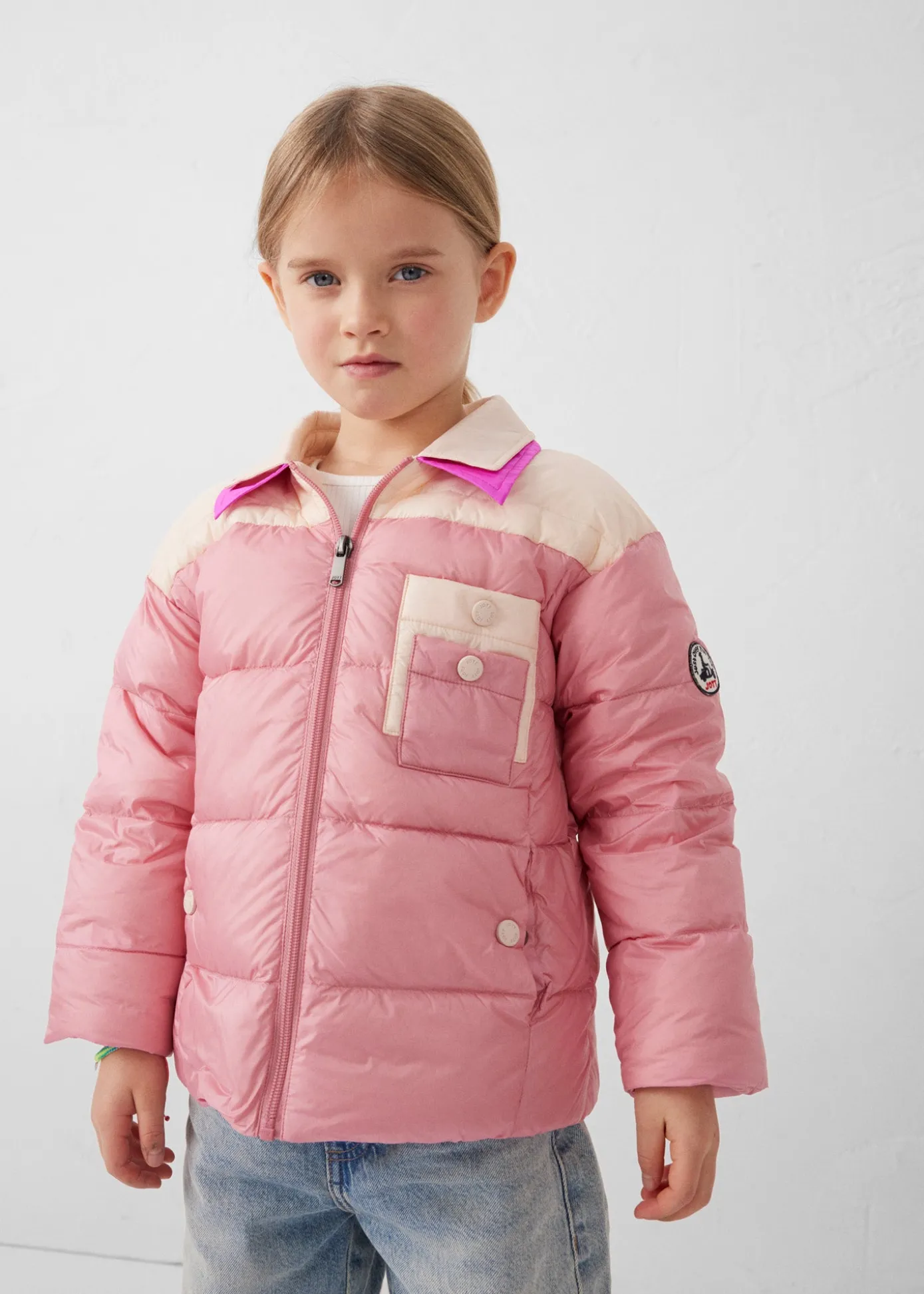 Doudoune enfant bicolore contrastée Pink antique/Salty nude Orel