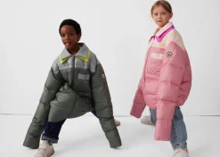 Doudoune enfant bicolore contrastée Vert sauge/Roche lunaire Orel