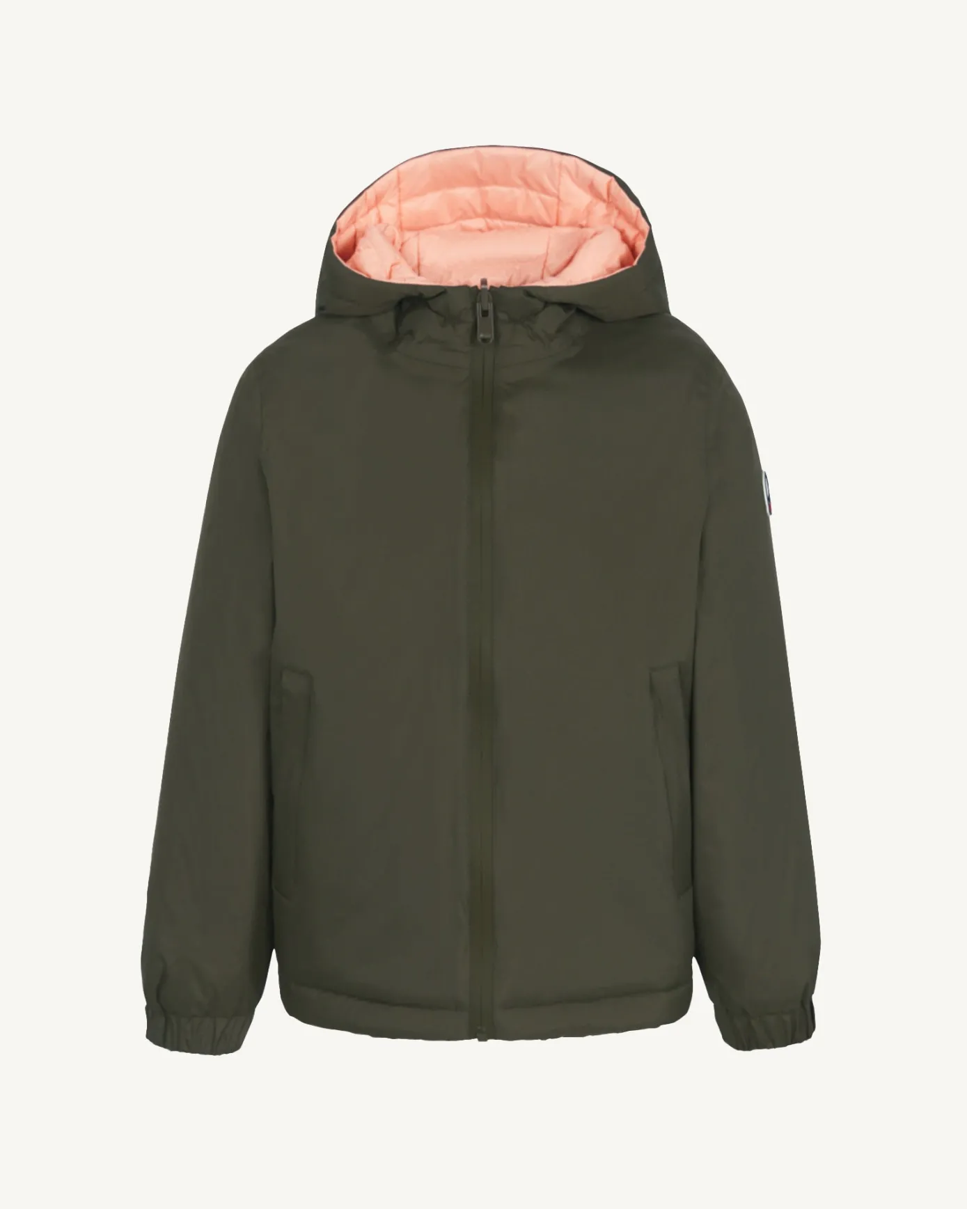 Doudoune enfant réversible à capuche Ultralight Army/Rose poudre Kyoto 2.0