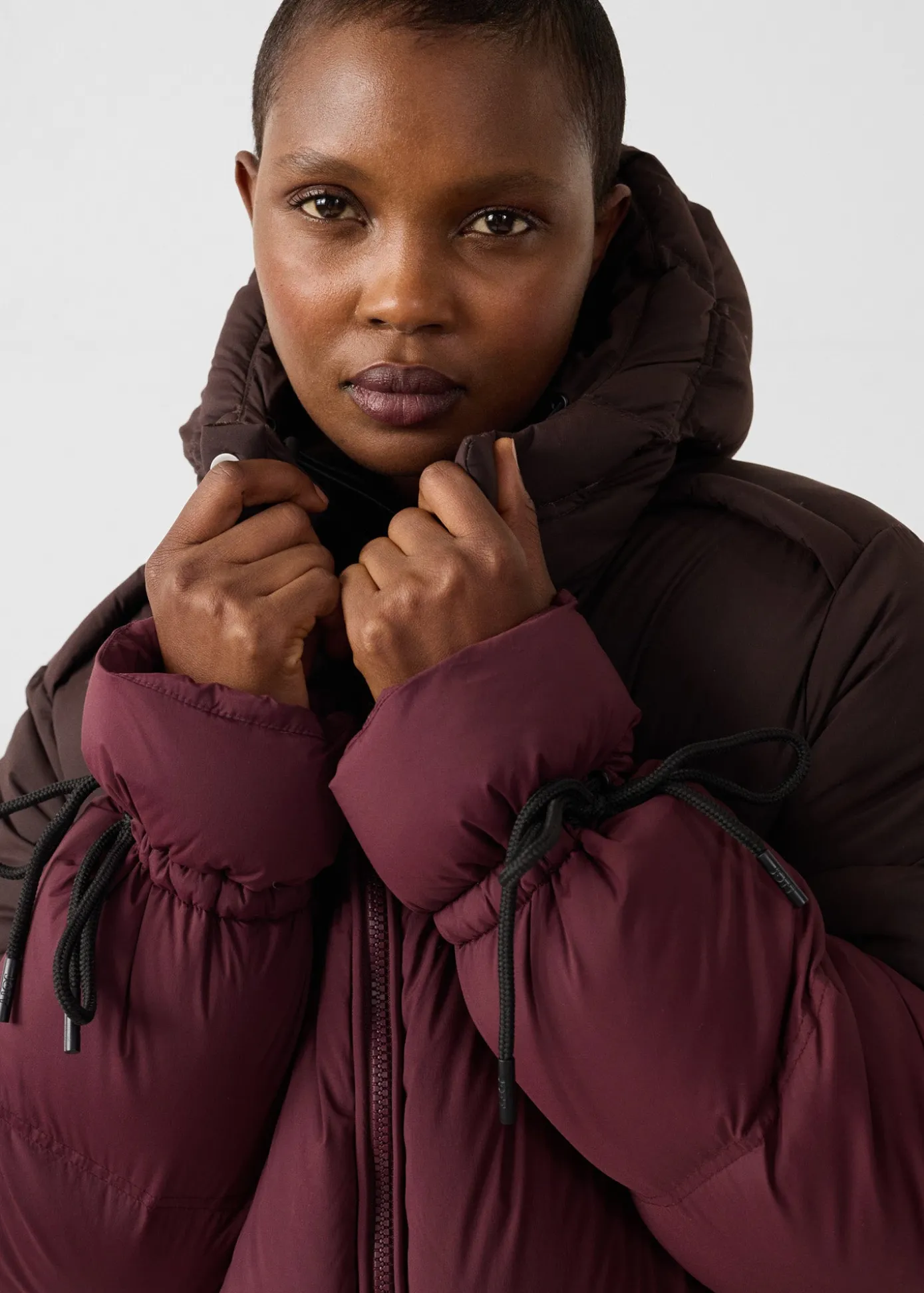 Doudoune Grand Froid esprit puffer Cerise noir/Café noir Nami Colorblock