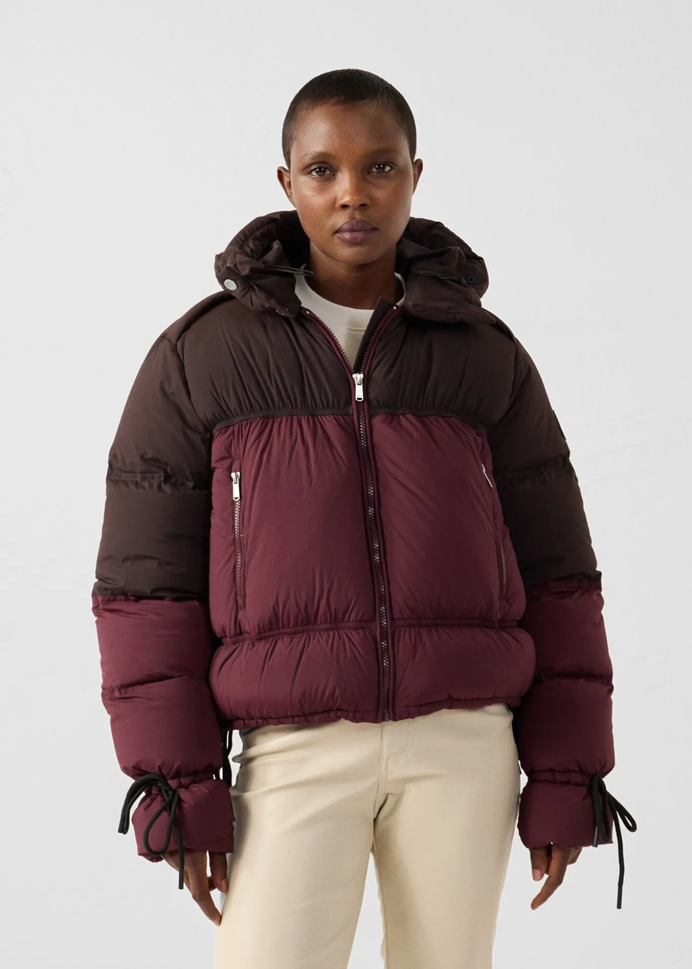 Doudoune Grand Froid esprit puffer Cerise noir/Café noir Nami Colorblock