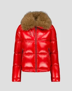 Doudoune Grand Froid fausse fourrure Rouge carmin Nevada shiny