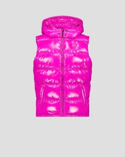 Doudoune laquée sans manches Grand Froid Rose électrique Clappe