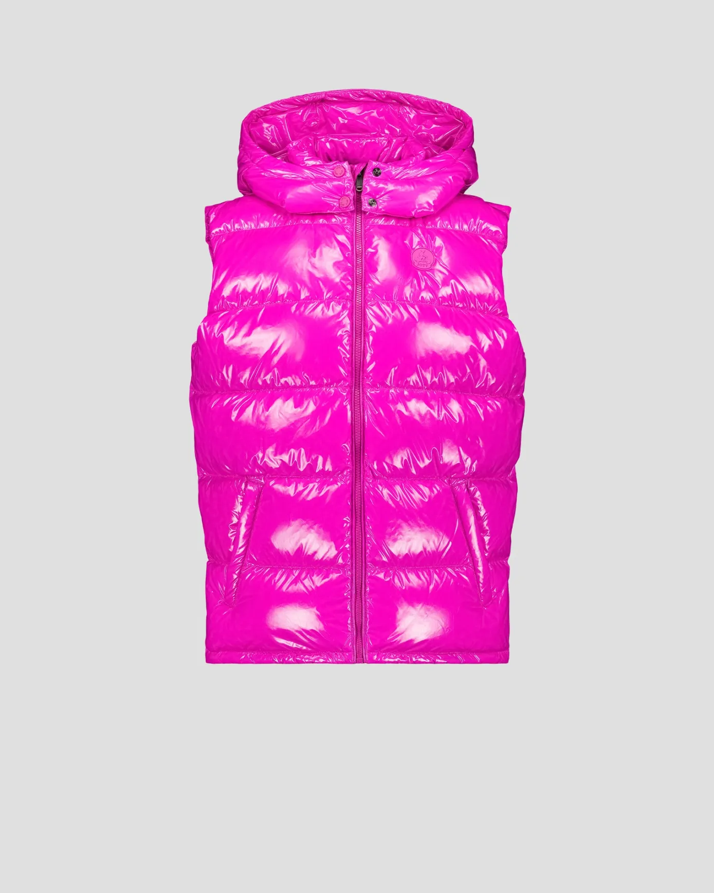 Doudoune laquée sans manches Grand Froid Rose électrique Clappe