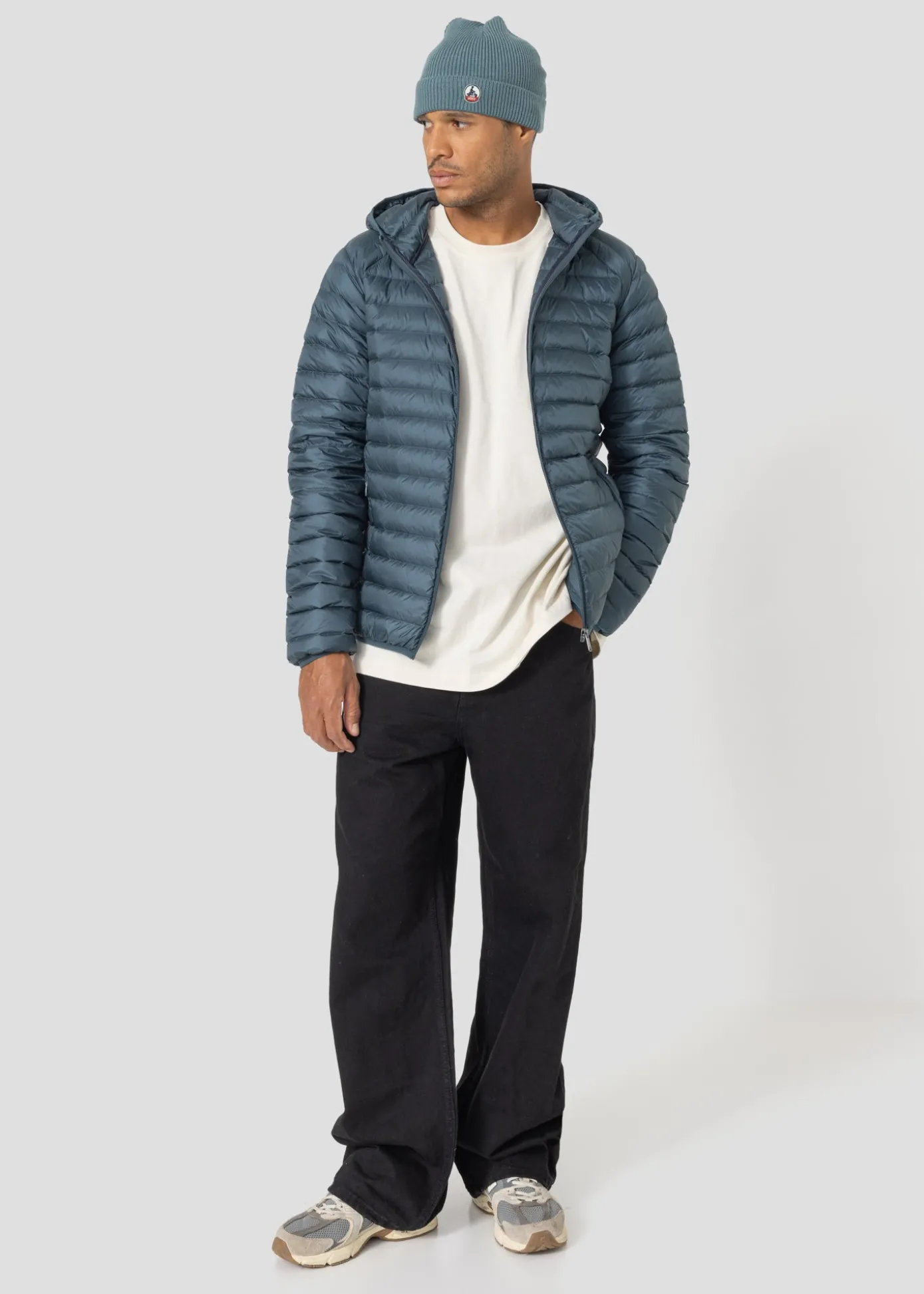 Doudoune légère à capuche Bleu algue Nico