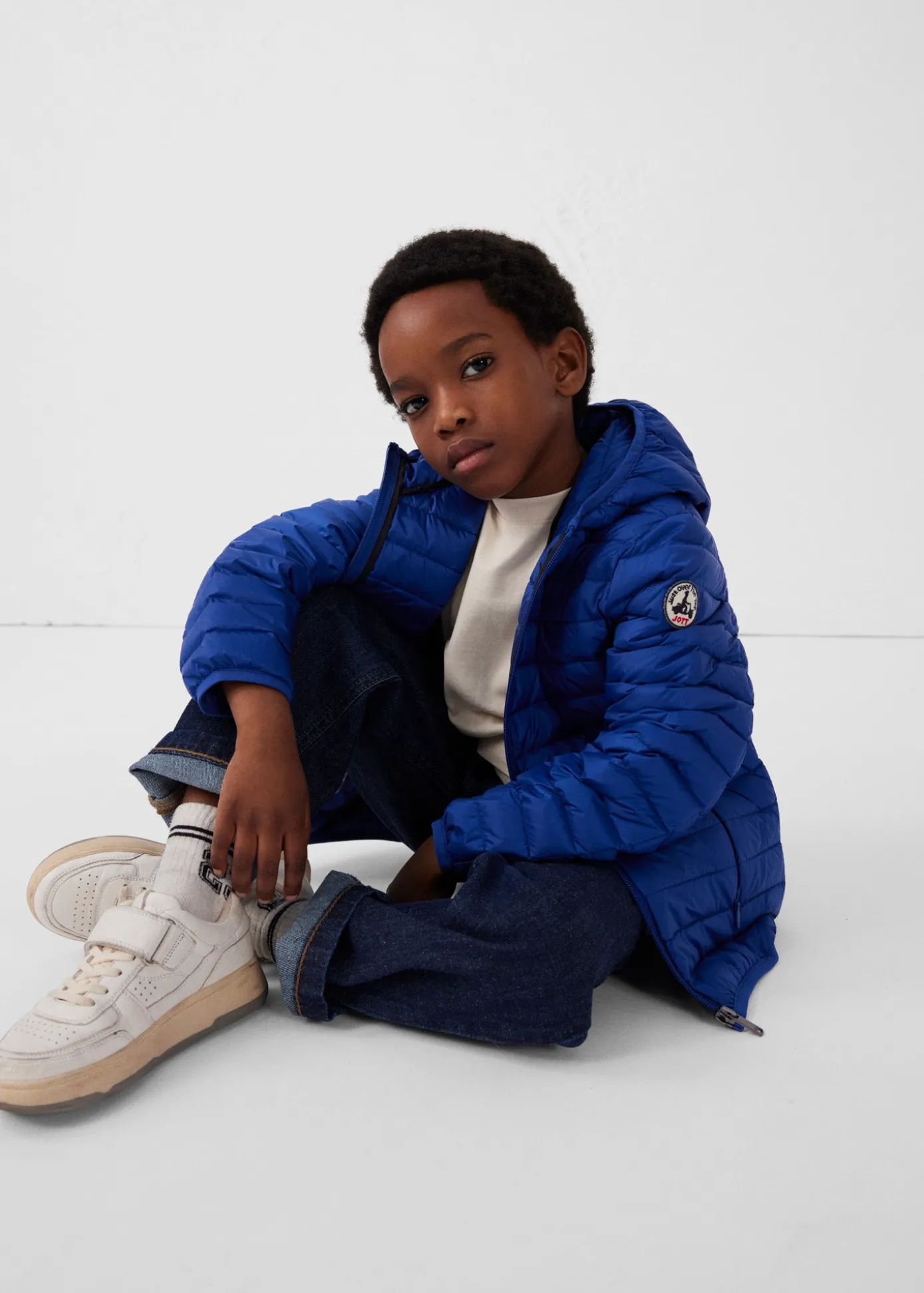 Doudoune légère à capuche enfant Bleu cobalt Hugo