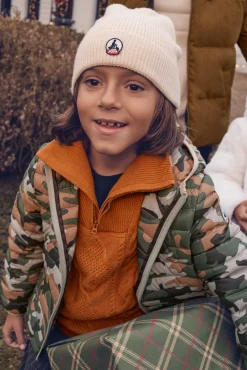 Doudoune légère à capuche enfant Camo sucre roux Hugo print