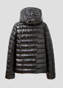 Doudoune légère à capuche Noir Albane shiny