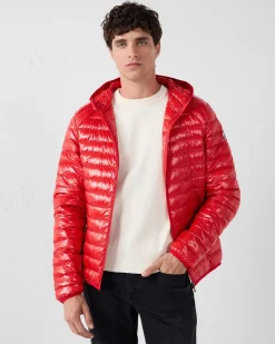 Doudoune légère à capuche Rouge carmin Nico shiny