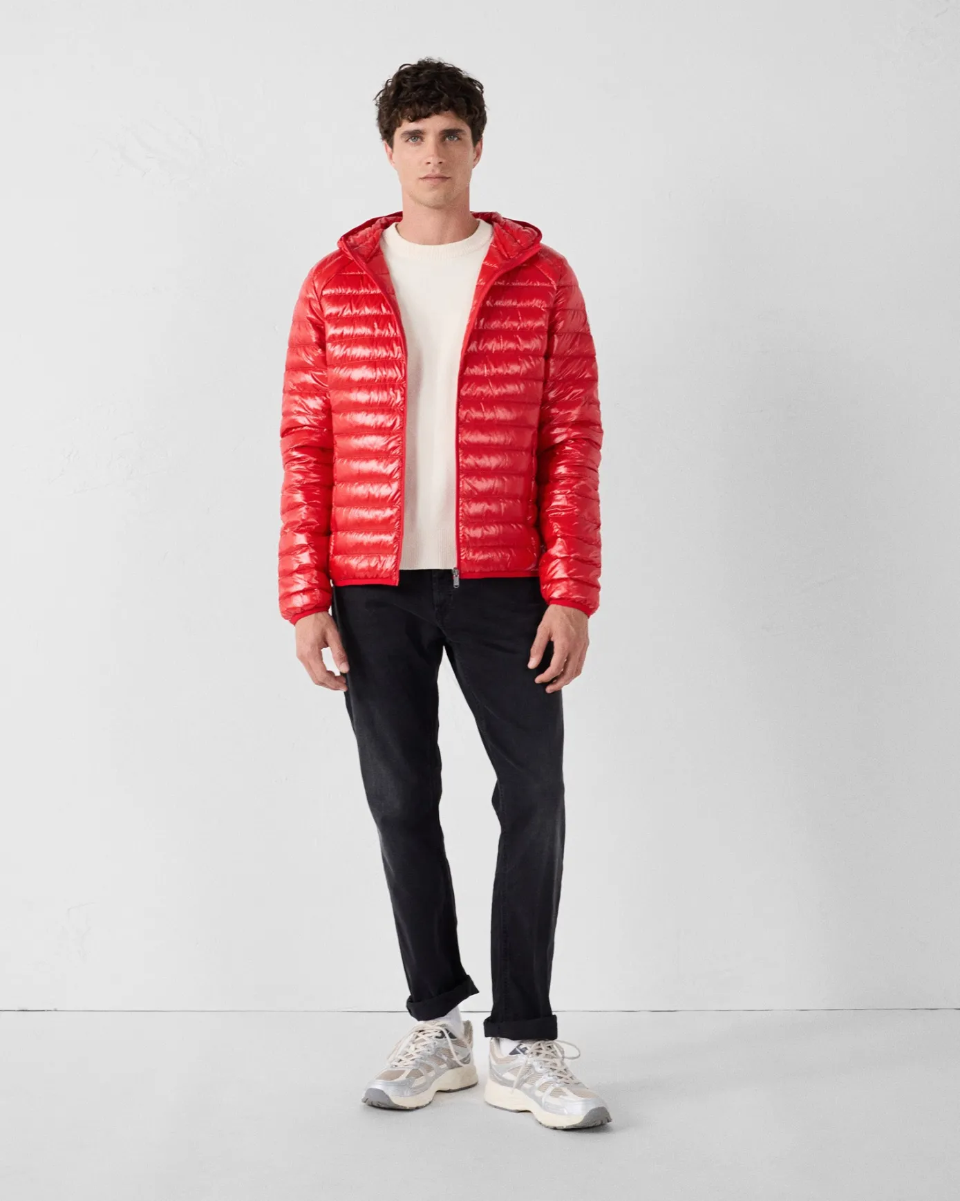 Doudoune légère à capuche Rouge carmin Nico shiny