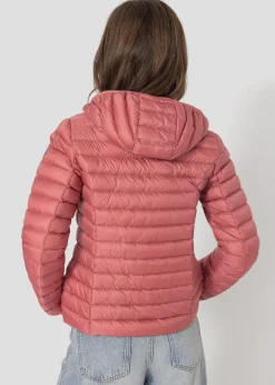 Doudoune légère à capuche Velours rose Cloe