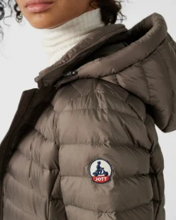 Doudoune longue à capuche Taupe Vero 2.0