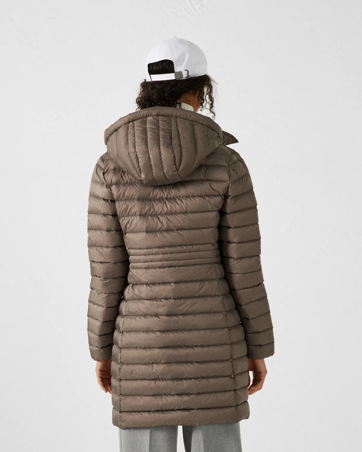Doudoune longue à capuche Taupe Vero 2.0