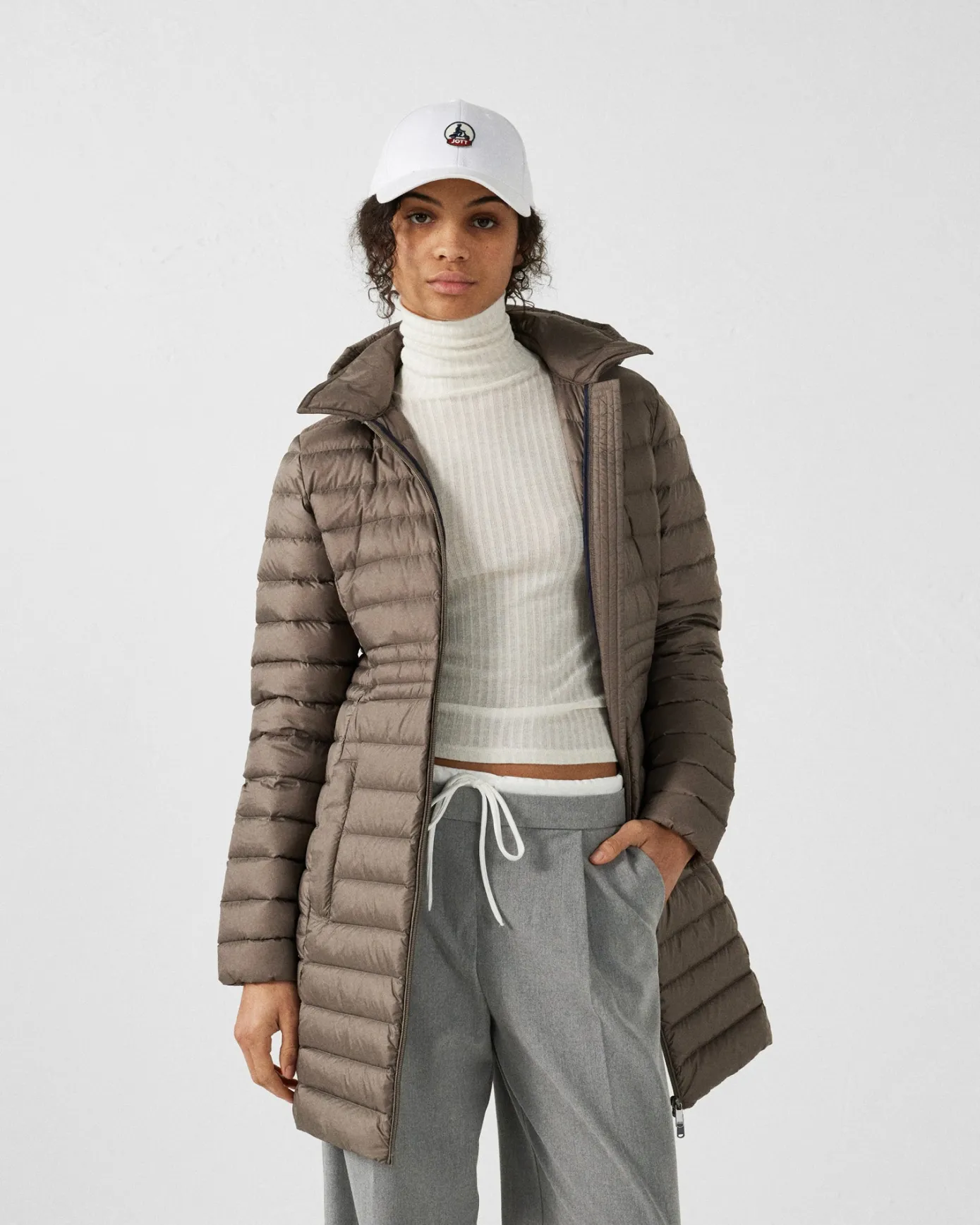 Doudoune longue à capuche Taupe Vero 2.0