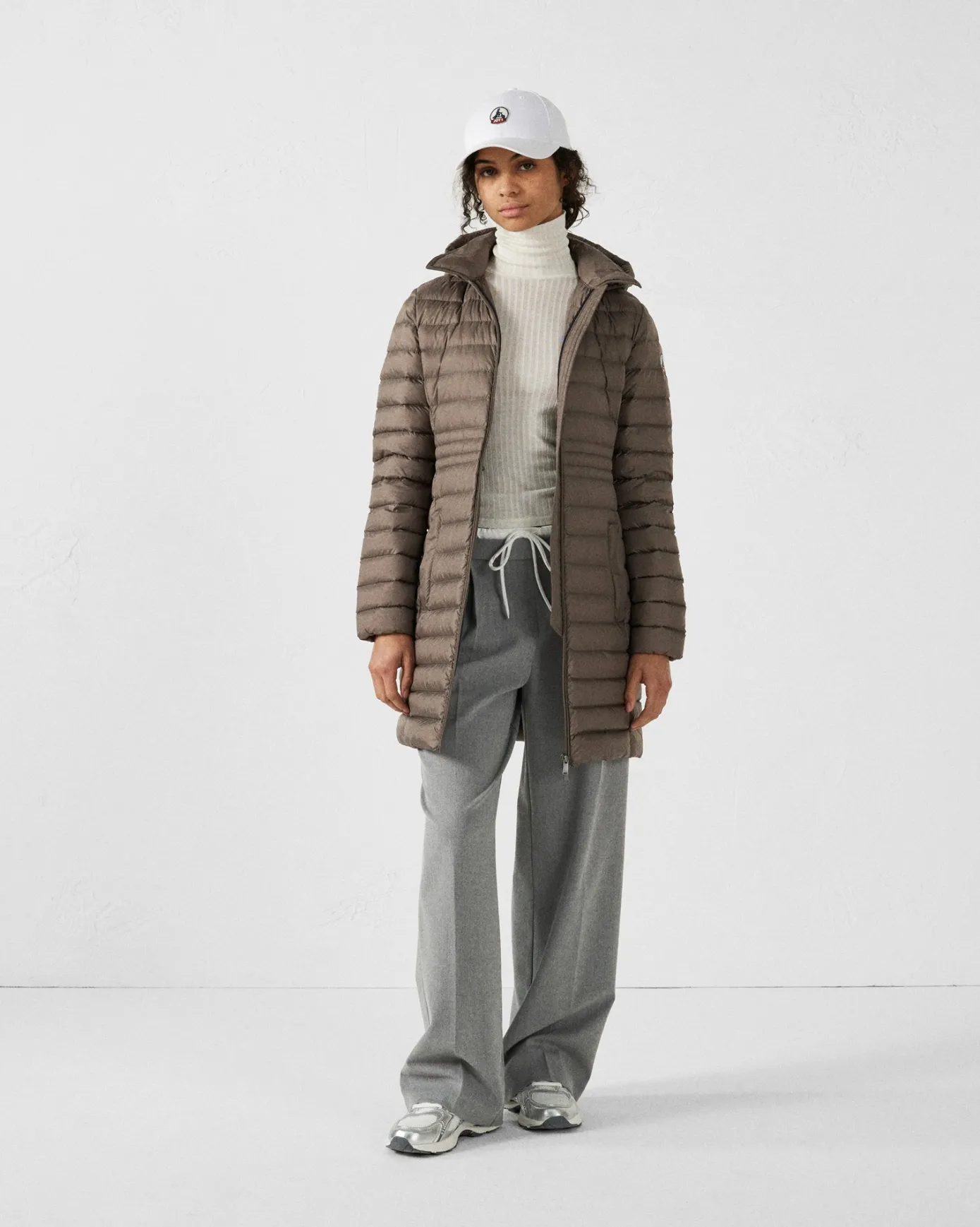 Doudoune longue à capuche Taupe Vero 2.0