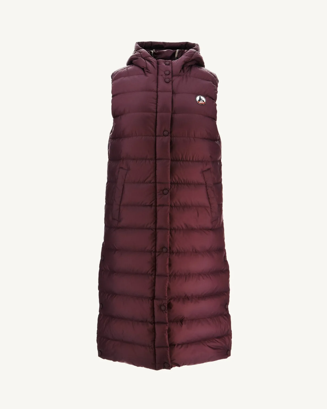 Doudoune longue droite à capuche Aubergine Lola