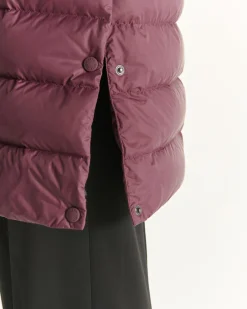 Doudoune longue droite à capuche Aubergine Lola