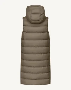 Doudoune longue sans manches Taupe Manon
