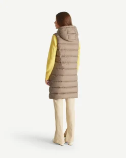 Doudoune longue sans manches Taupe Manon